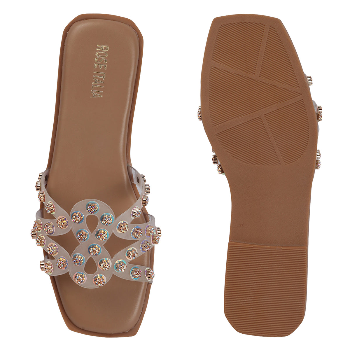 Rose Italia Multi-Strap Slip-on Flat Sandals
