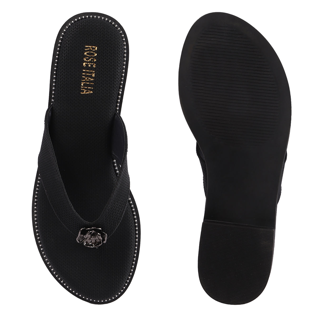 Rose Italia Toe-Ring Slip-on Flat Sandals