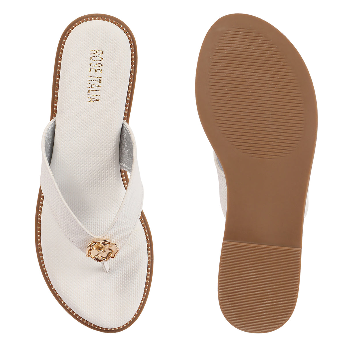 Rose Italia Toe-Ring Slip-on Flat Sandals