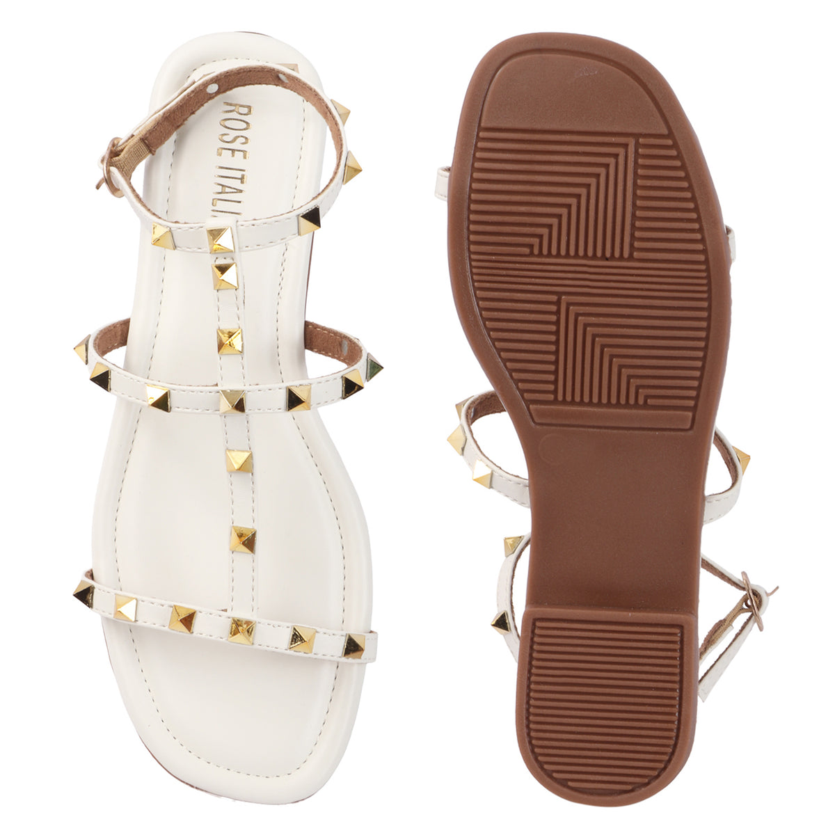 Rose Italia Chic T-strap Slip-on Flat Sandals