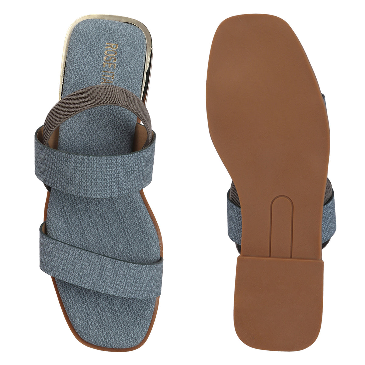 Contemporary Double-strap Slip-on Flat Sandals