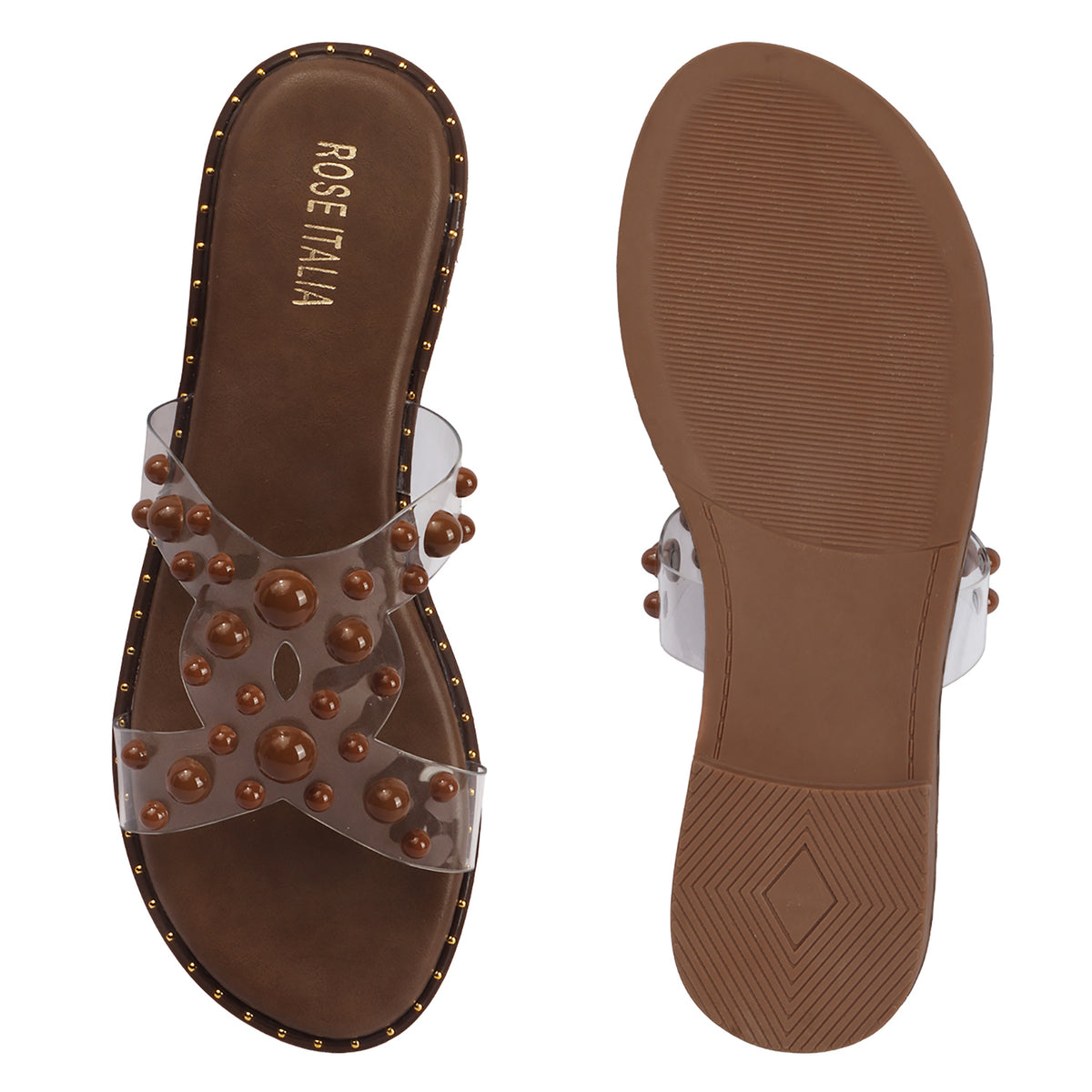 Transparent Bubble Stud Slip-on Flat Sandals