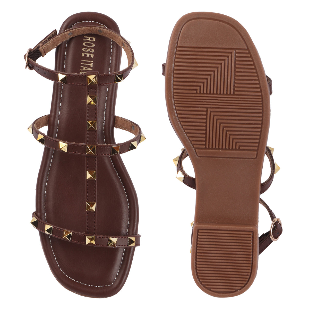 Rose Italia Chic T-strap Slip-on Flat Sandals