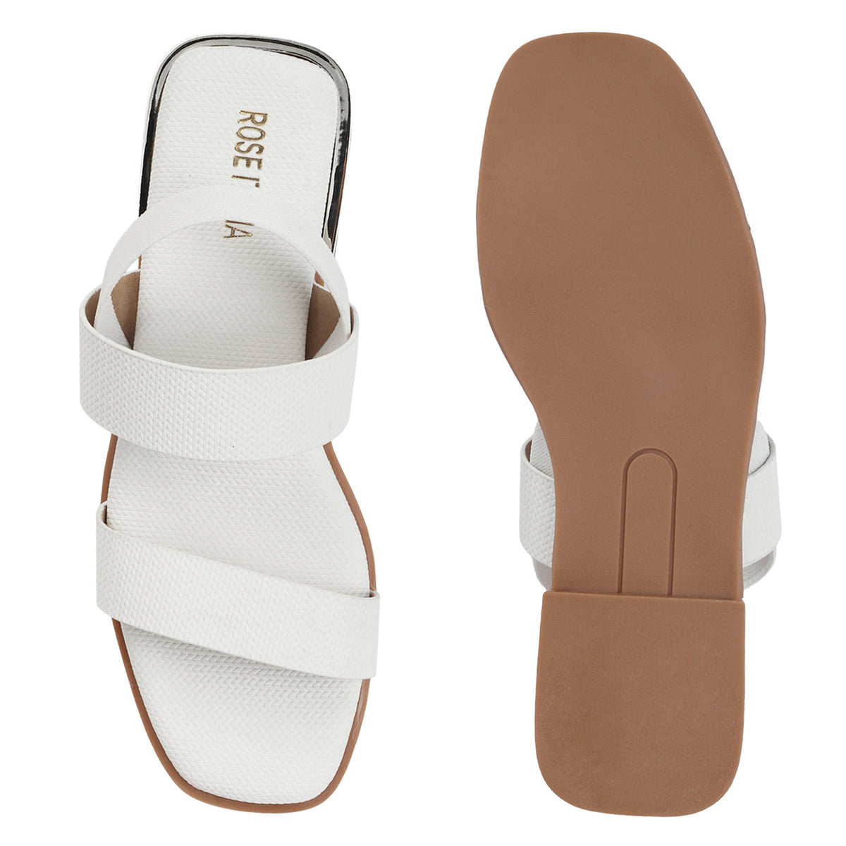Contemporary Double-strap Slip-on Flat Sandals