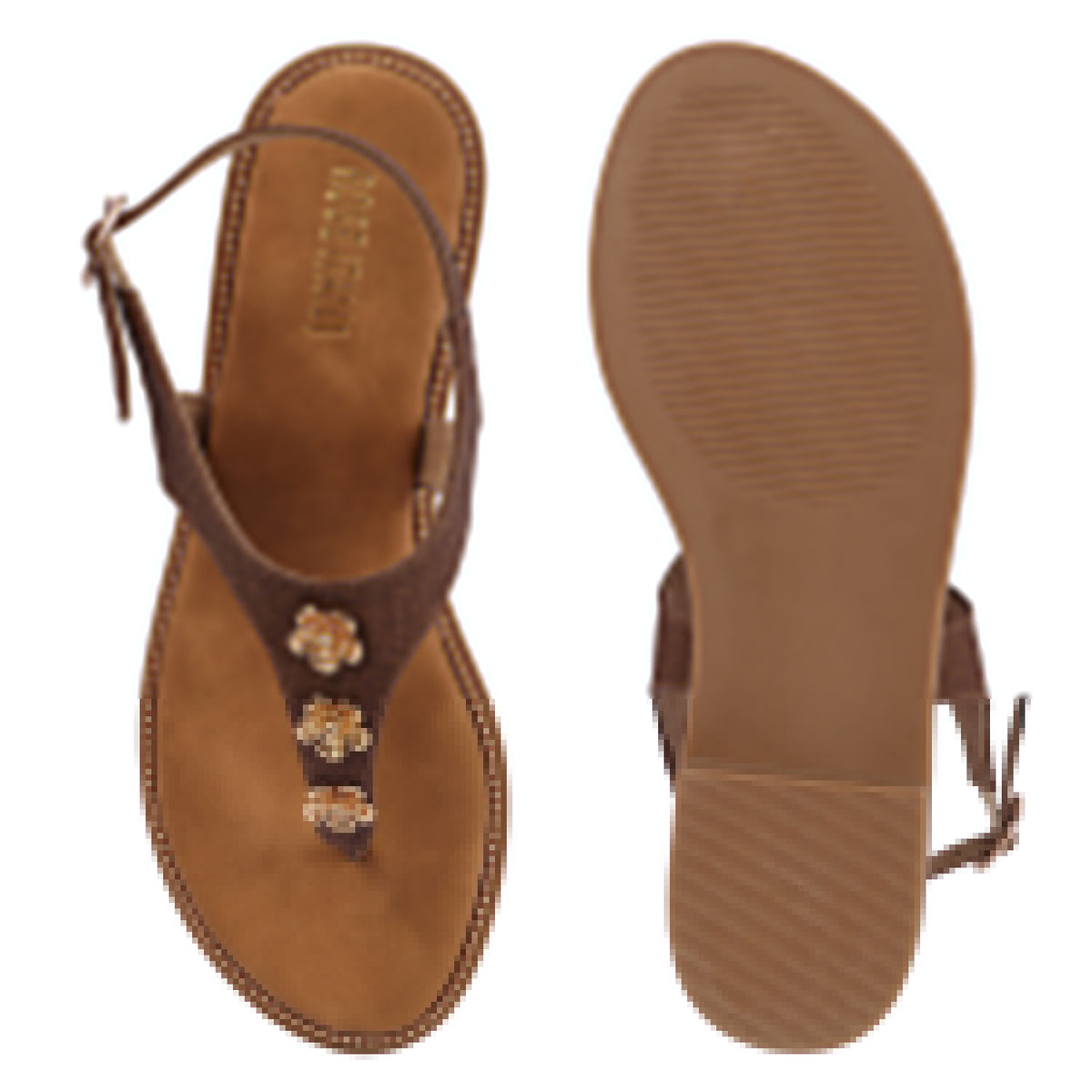 Rose Italia T-strap Slip-on Flat Sandals