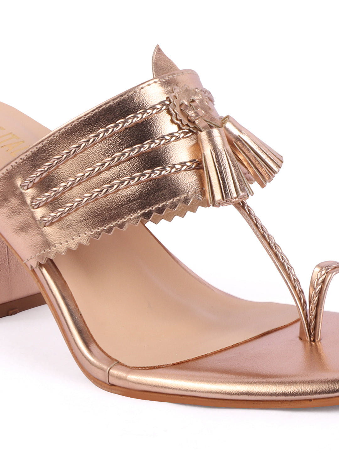 Rose Italia Tassel Block Heel Sandals