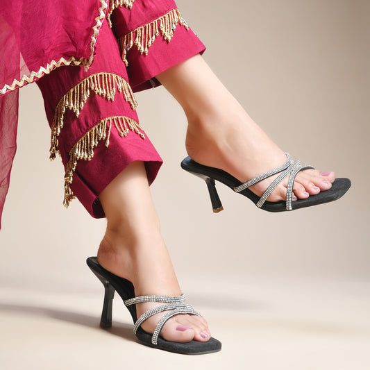 Midnight Glam Crystal Slip-ons