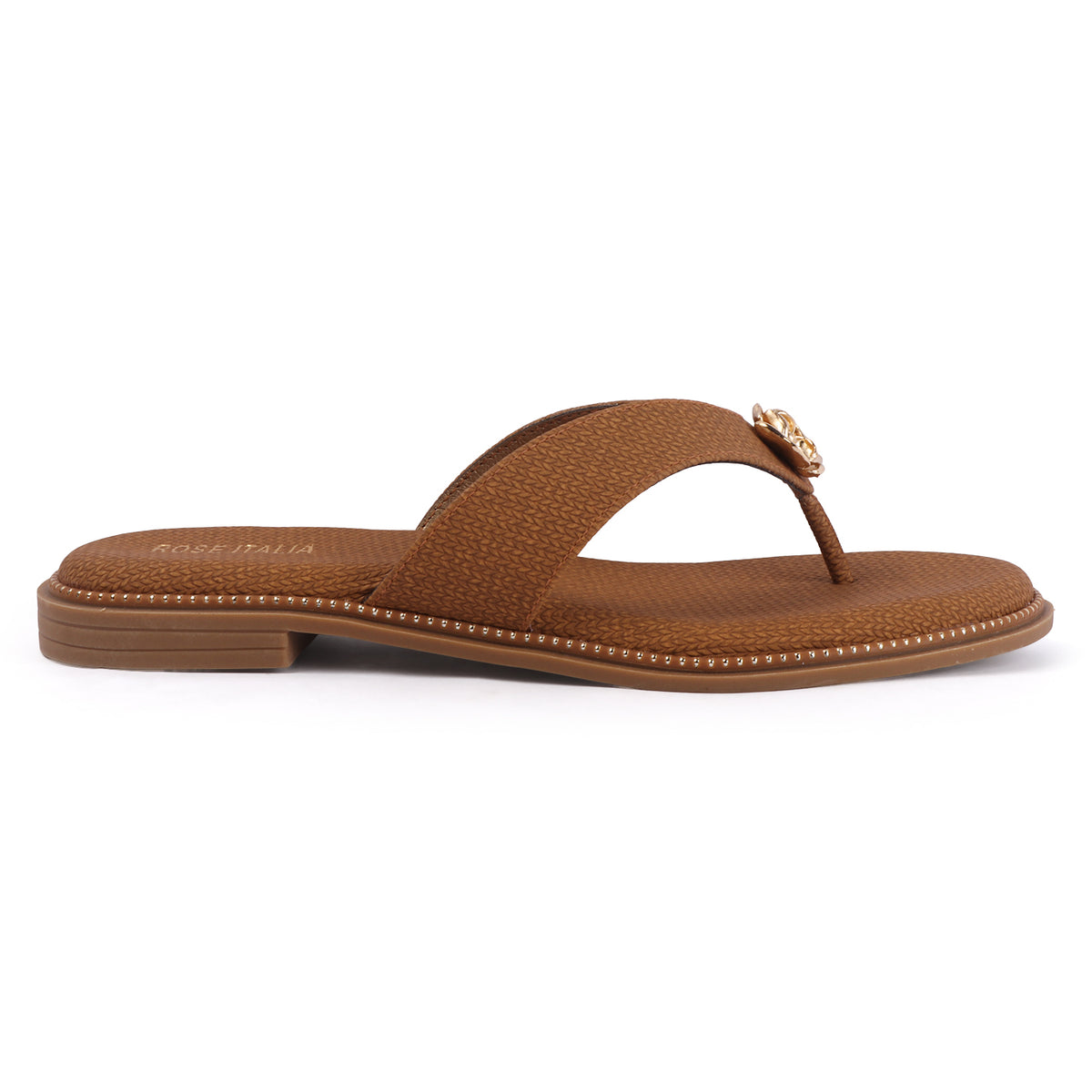 Rose Italia Toe-Ring Slip-on Flat Sandals