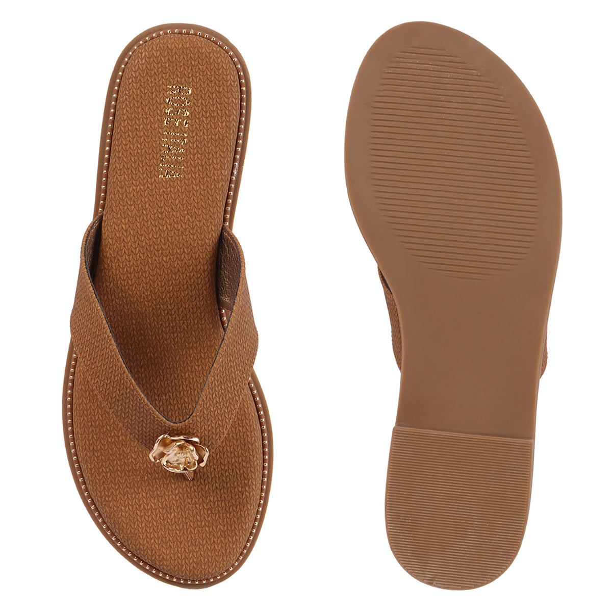 Rose Italia Toe-Ring Slip-on Flat Sandals