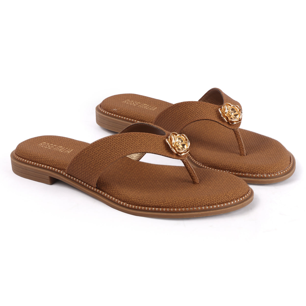 Rose Italia Toe-Ring Slip-on Flat Sandals