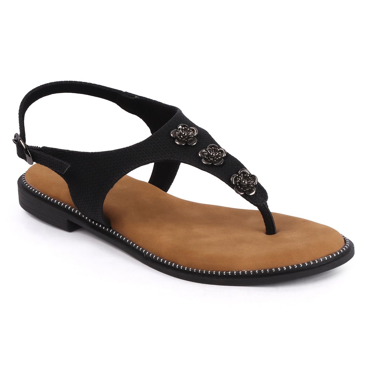 Rose Italia T-strap Slip-on Flat Sandals