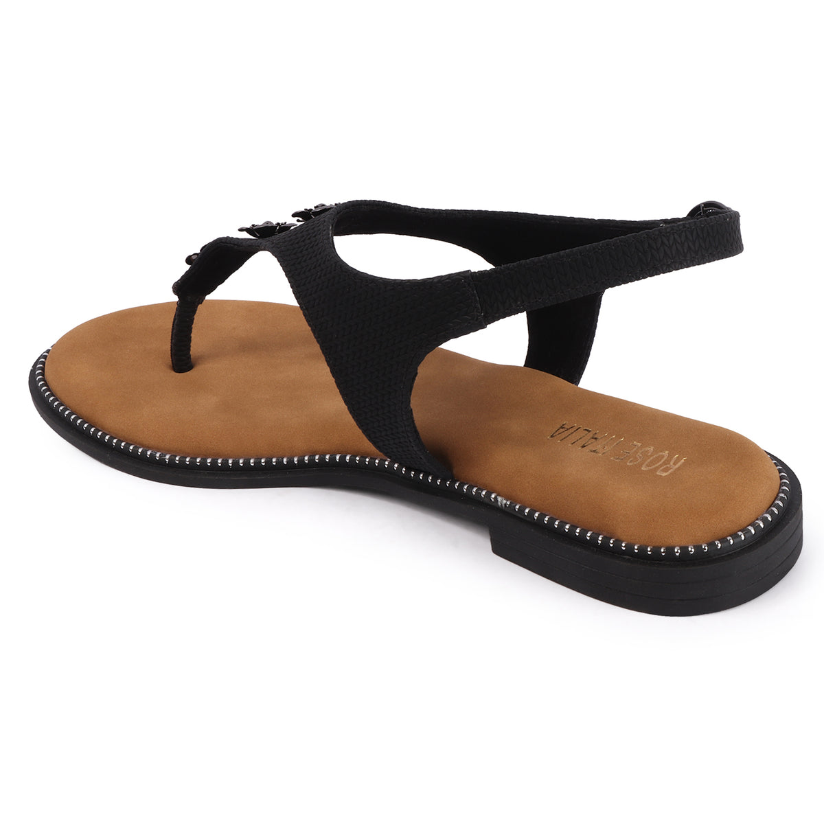 Rose Italia T-strap Slip-on Flat Sandals