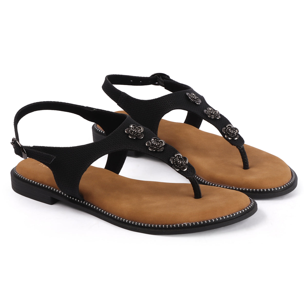 Rose Italia T-strap Slip-on Flat Sandals