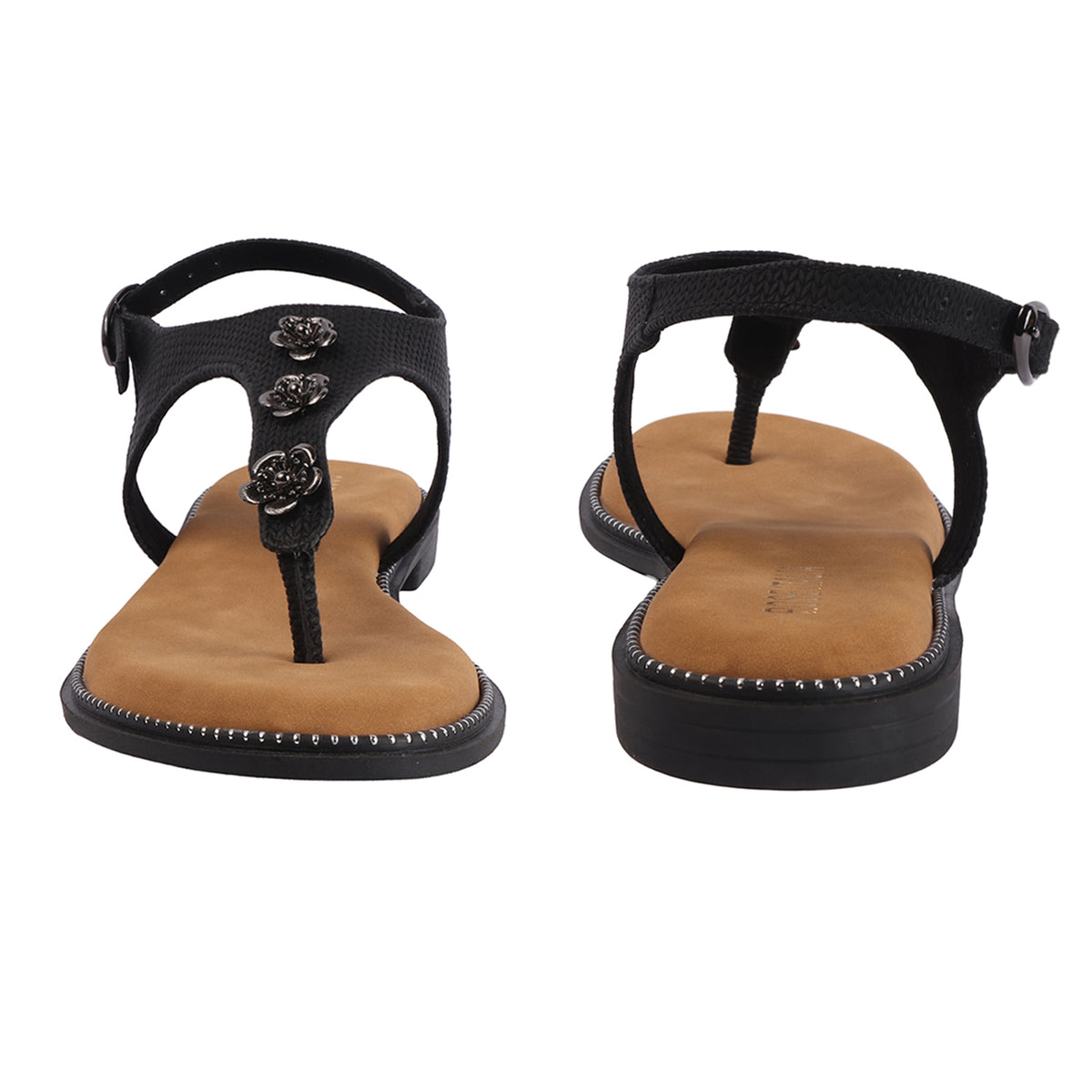 Rose Italia T-strap Slip-on Flat Sandals