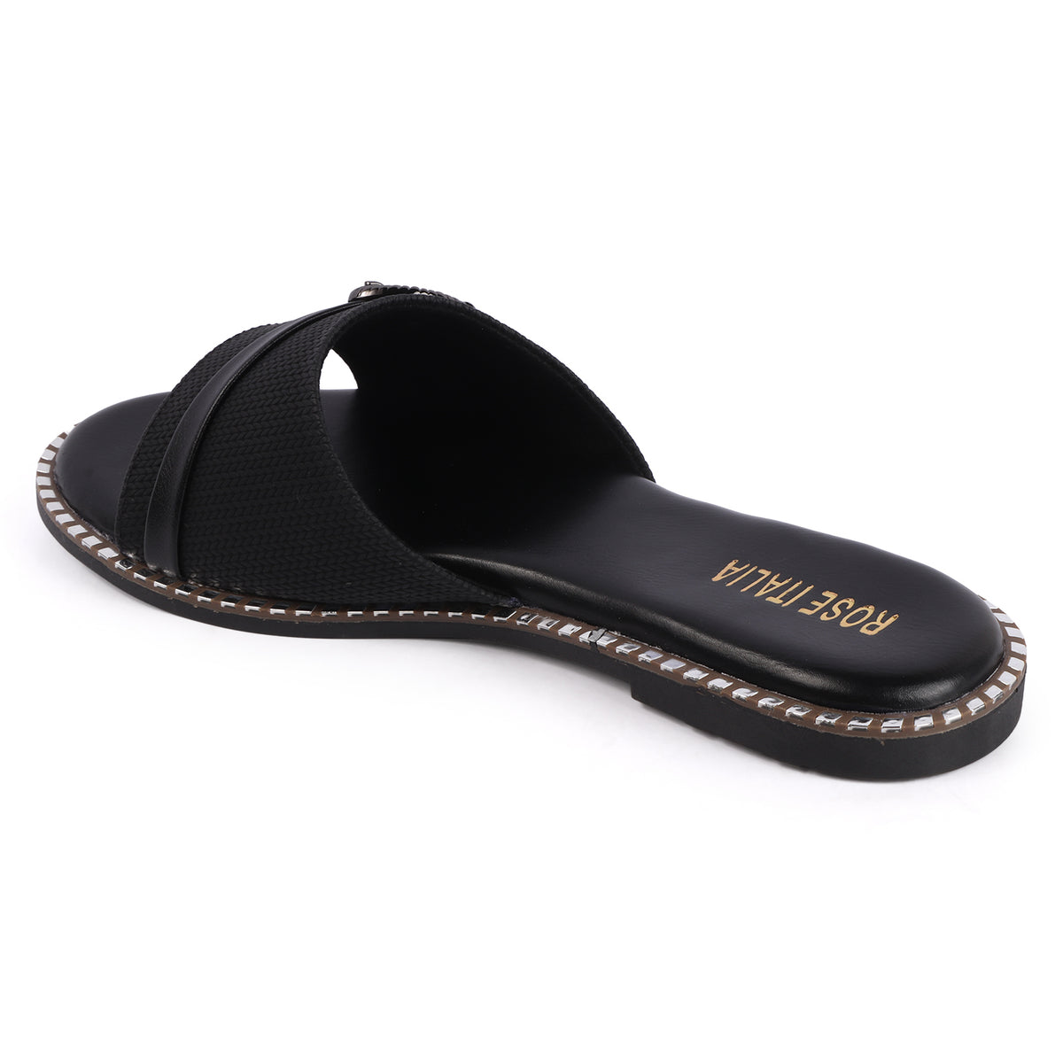 Rose Italia Cross-Band Slip-on Flat Sandals