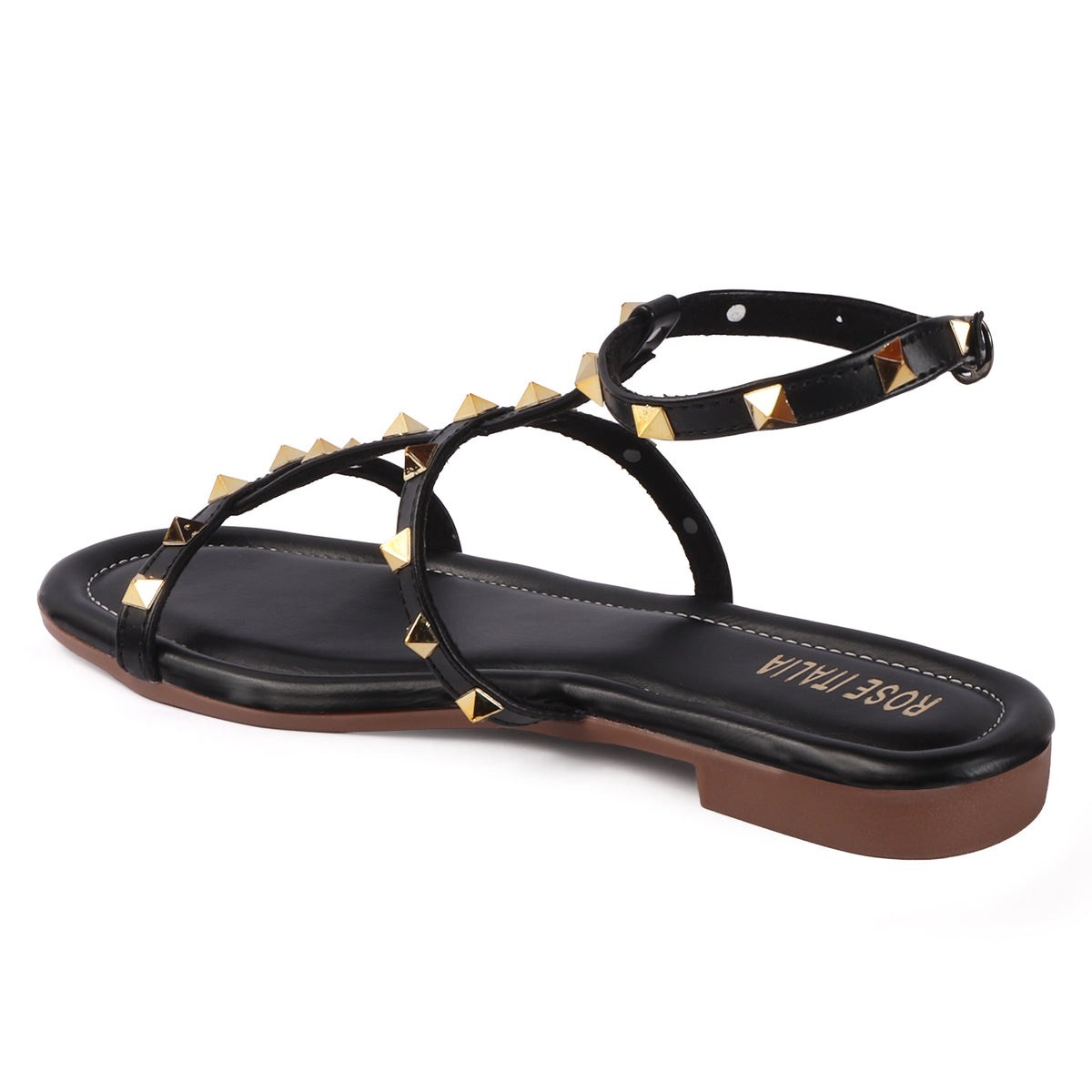 Rose Italia Chic T-strap Slip-on Flat Sandals