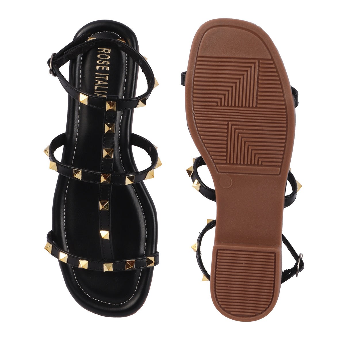 Rose Italia Chic T-strap Slip-on Flat Sandals