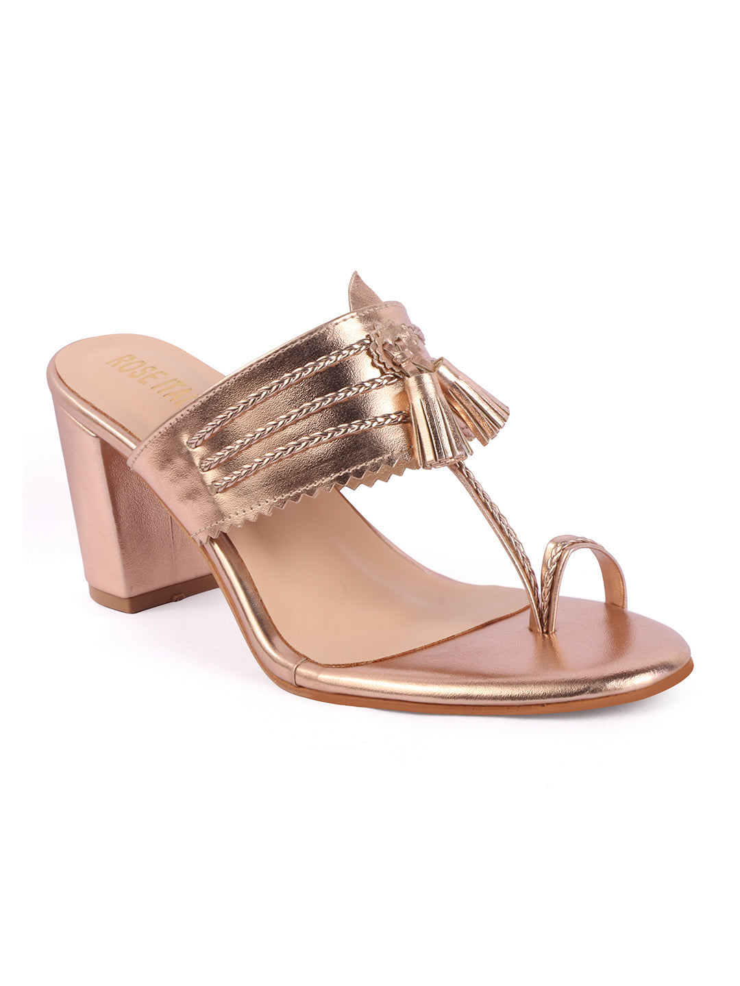 Rose Italia Tassel Block Heel Sandals