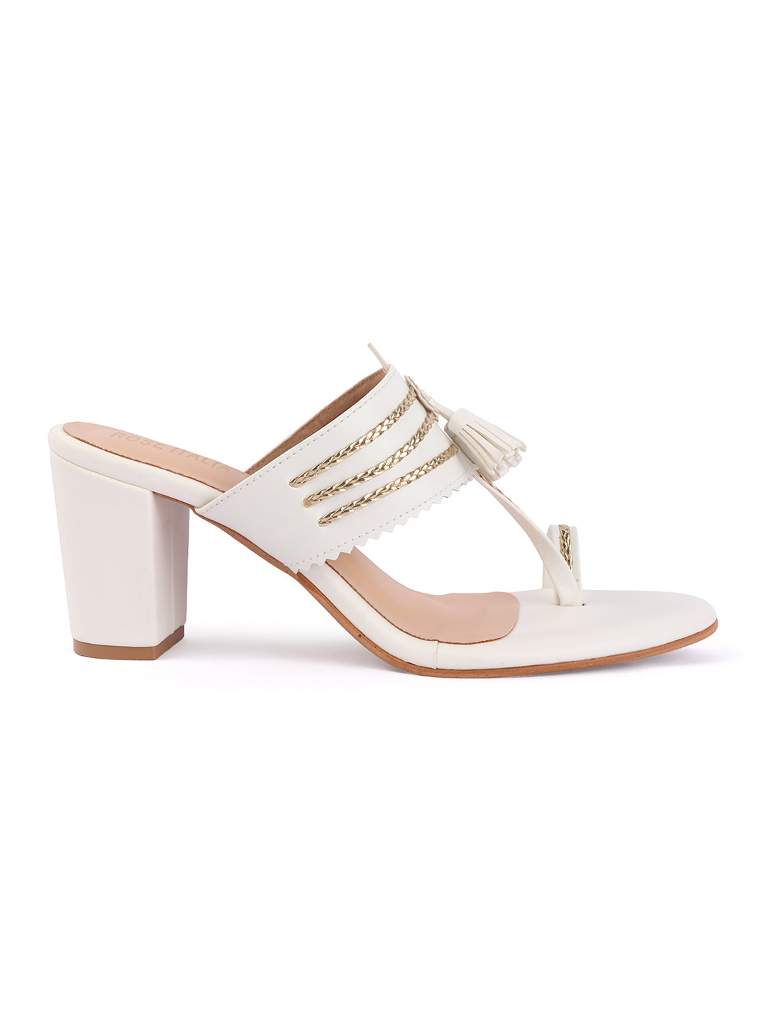 Rose Italia Tassel Block Heel Sandals