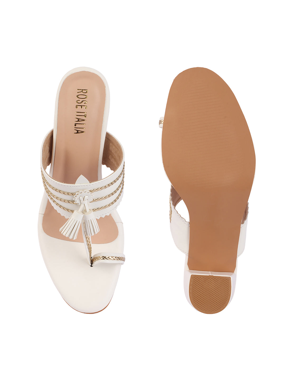 Rose Italia Tassel Block Heel Sandals