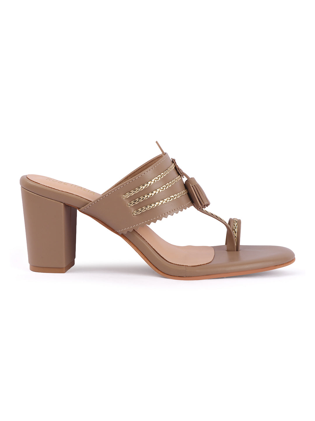 Rose Italia Tassel Block Heel Sandals