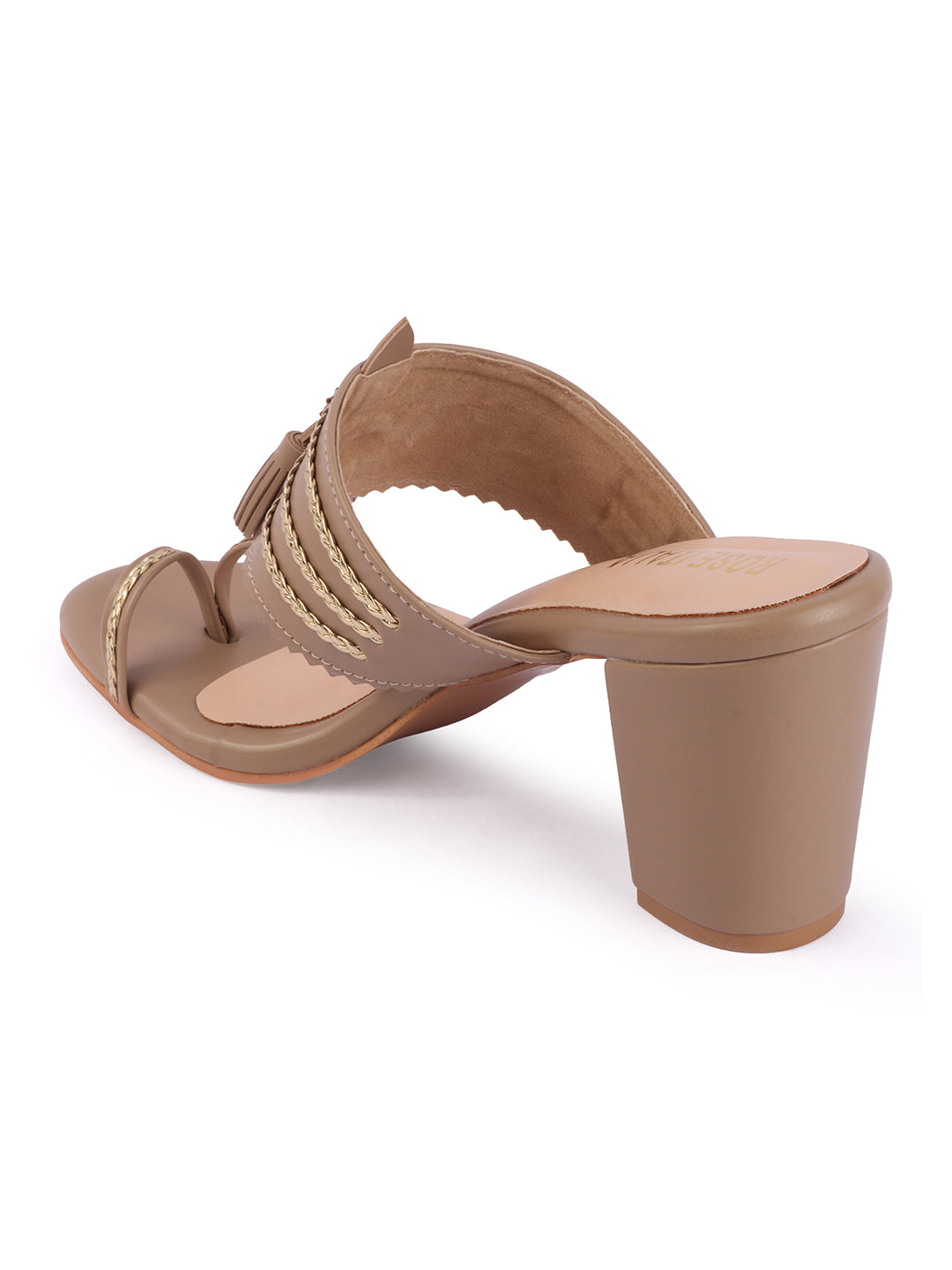 Rose Italia Tassel Block Heel Sandals