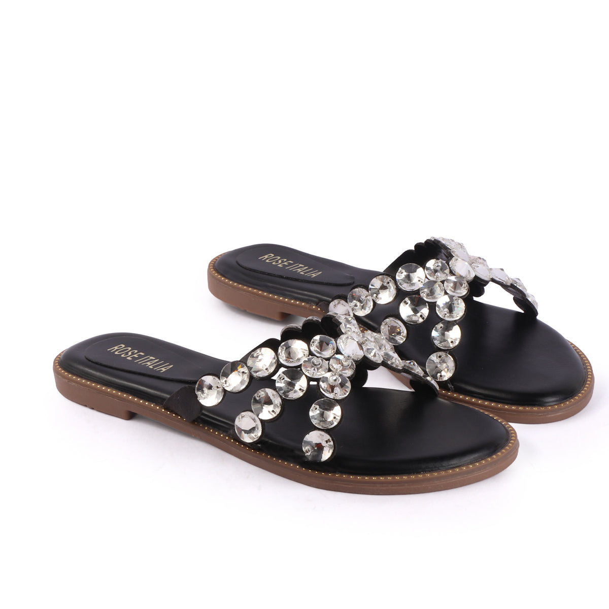 Rose Italia Embellished Flat Sandals