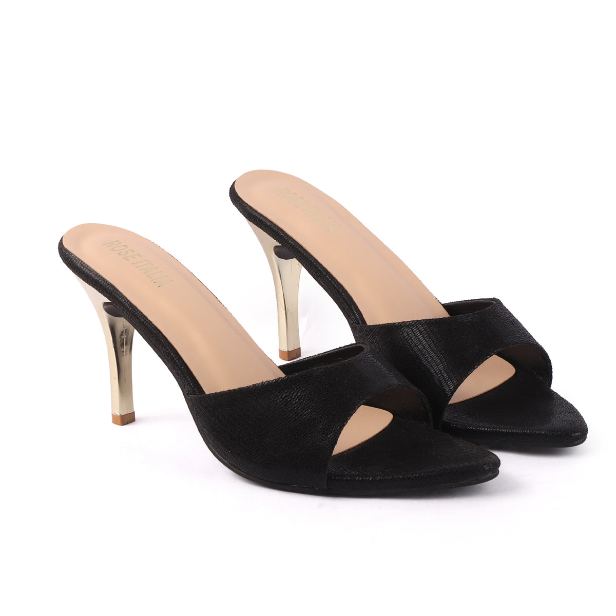 Rose Italia Stiletto Heel Mules