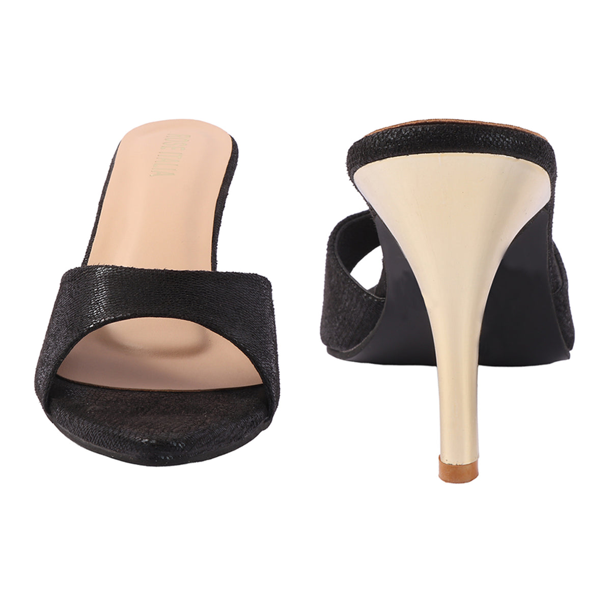 Rose Italia Stiletto Heel Mules