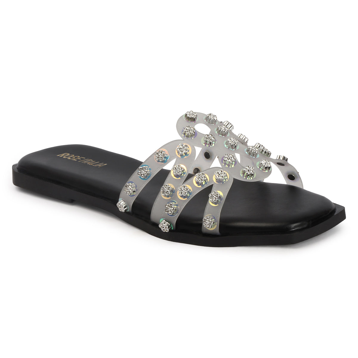 Rose Italia Multi-Strap Slip-on Flat Sandals