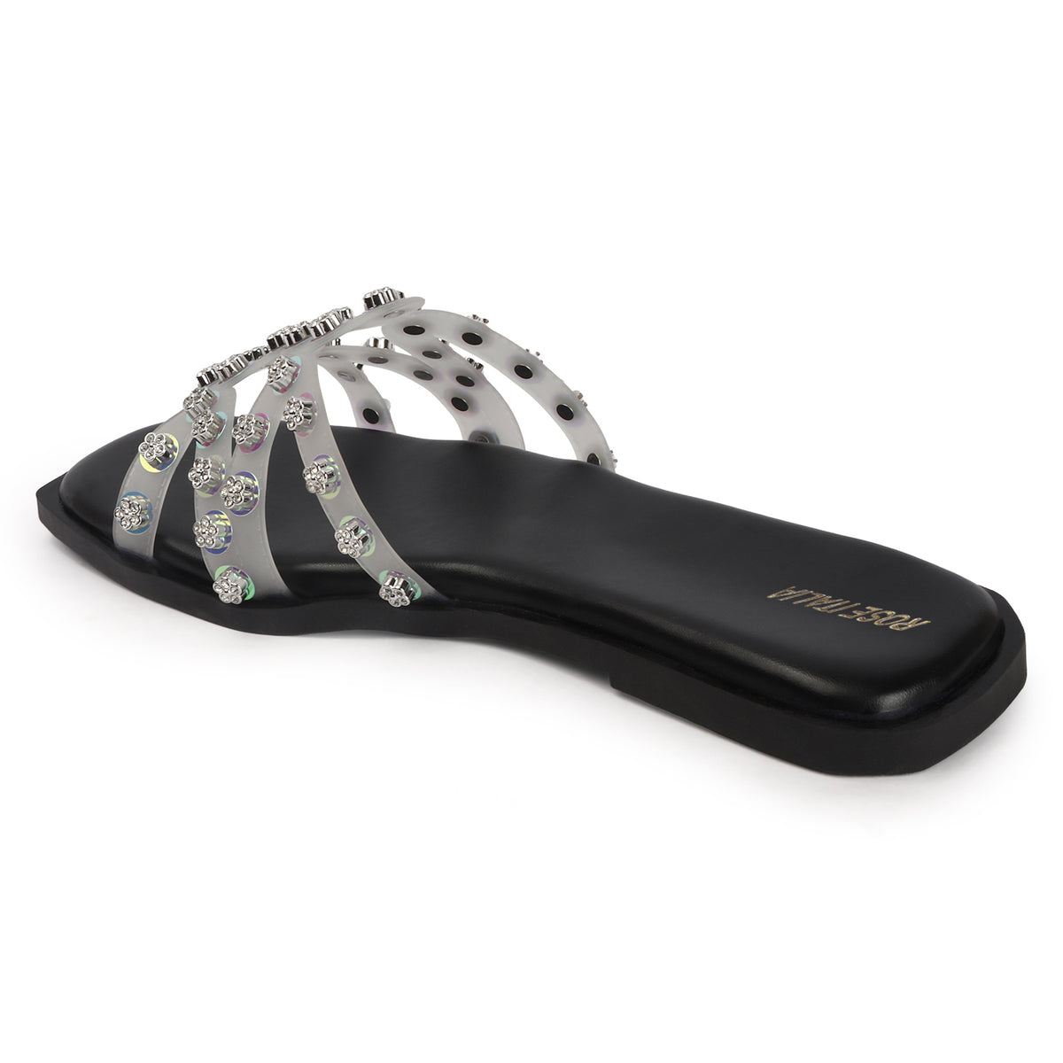 Rose Italia Multi-Strap Slip-on Flat Sandals