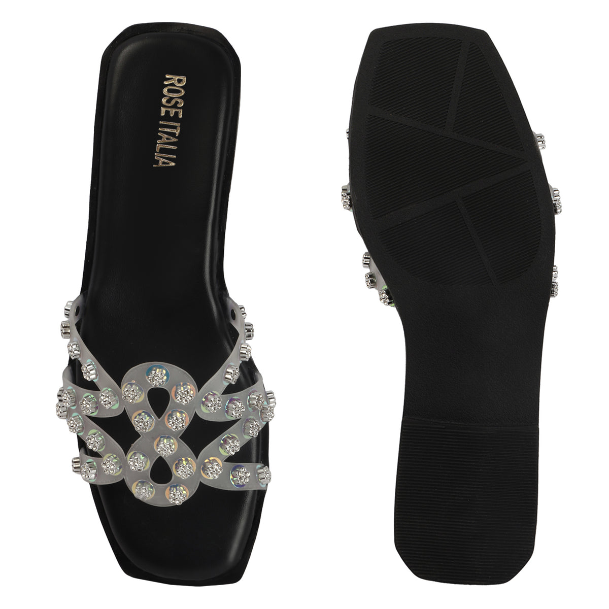 Rose Italia Multi-Strap Slip-on Flat Sandals