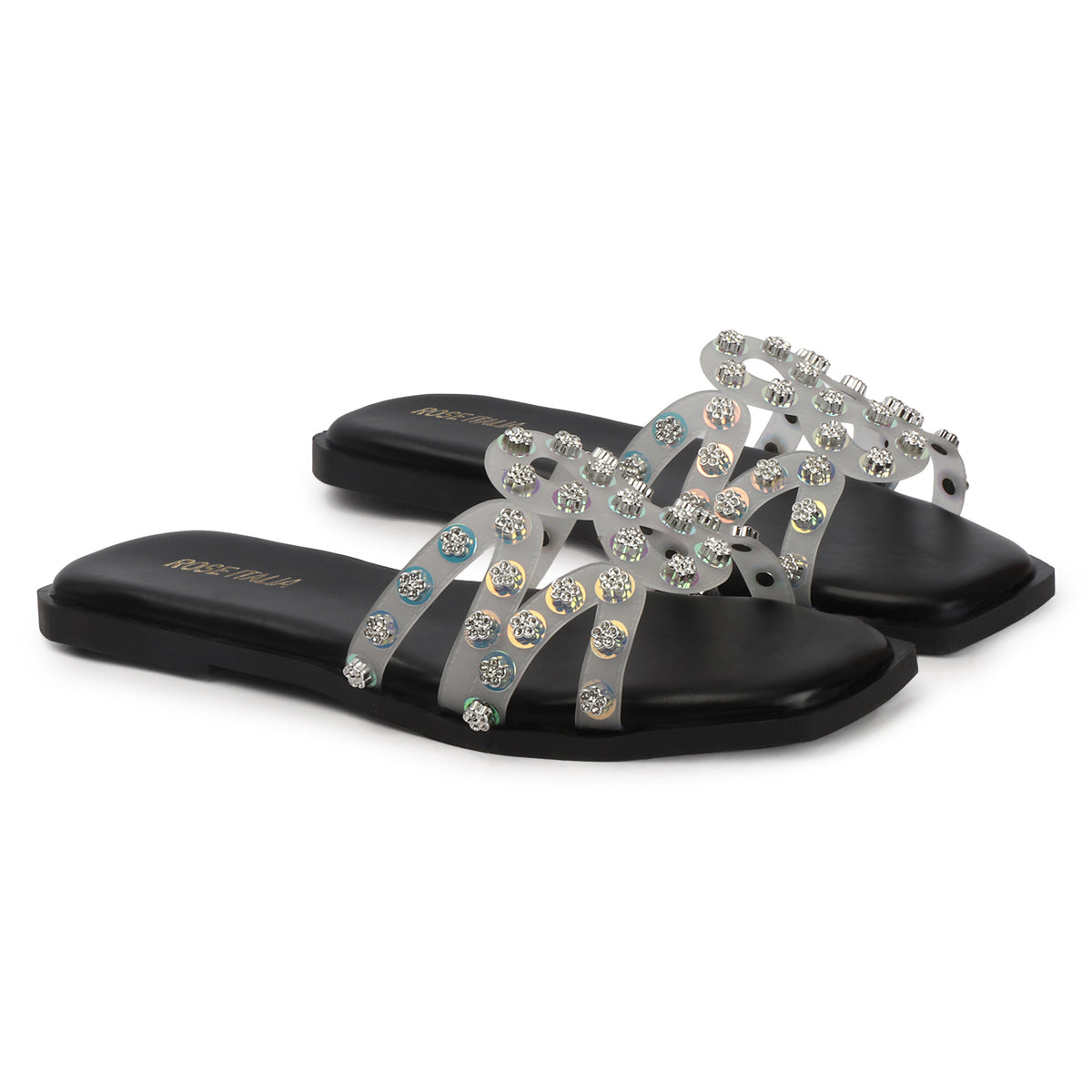 Rose Italia Multi-Strap Slip-on Flat Sandals