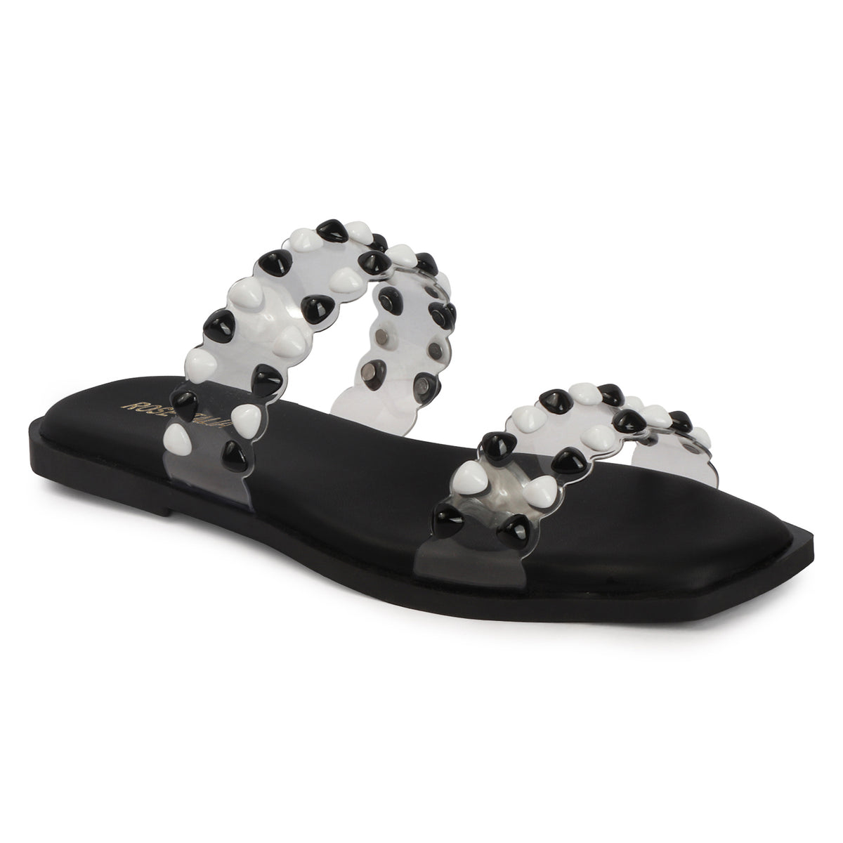 Dual-tone Studs Slip-on Flat Sandals