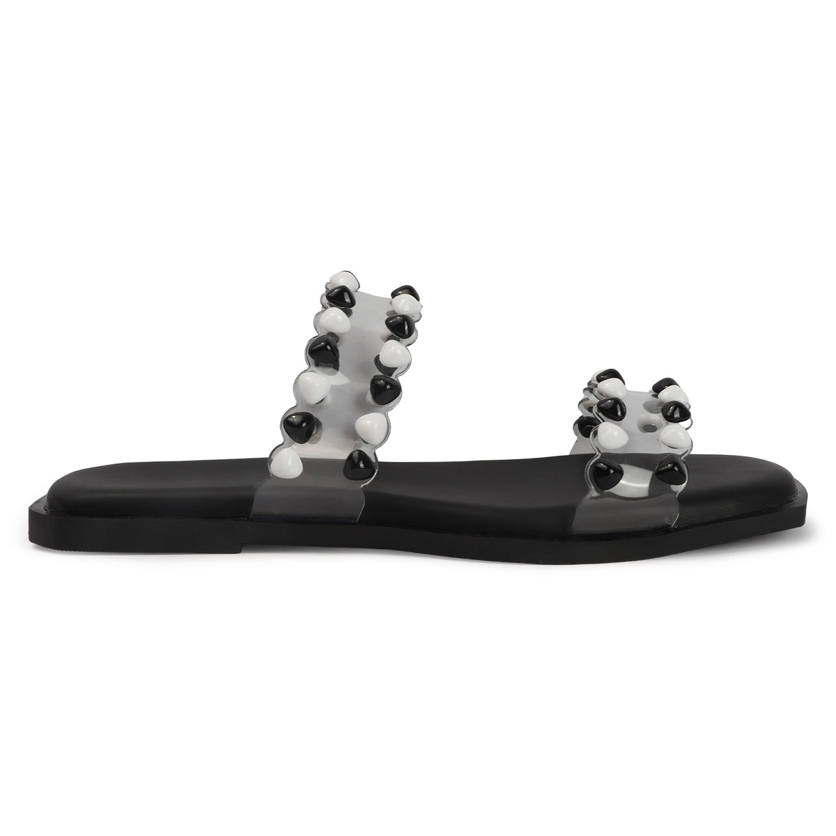 Dual-tone Studs Slip-on Flat Sandals