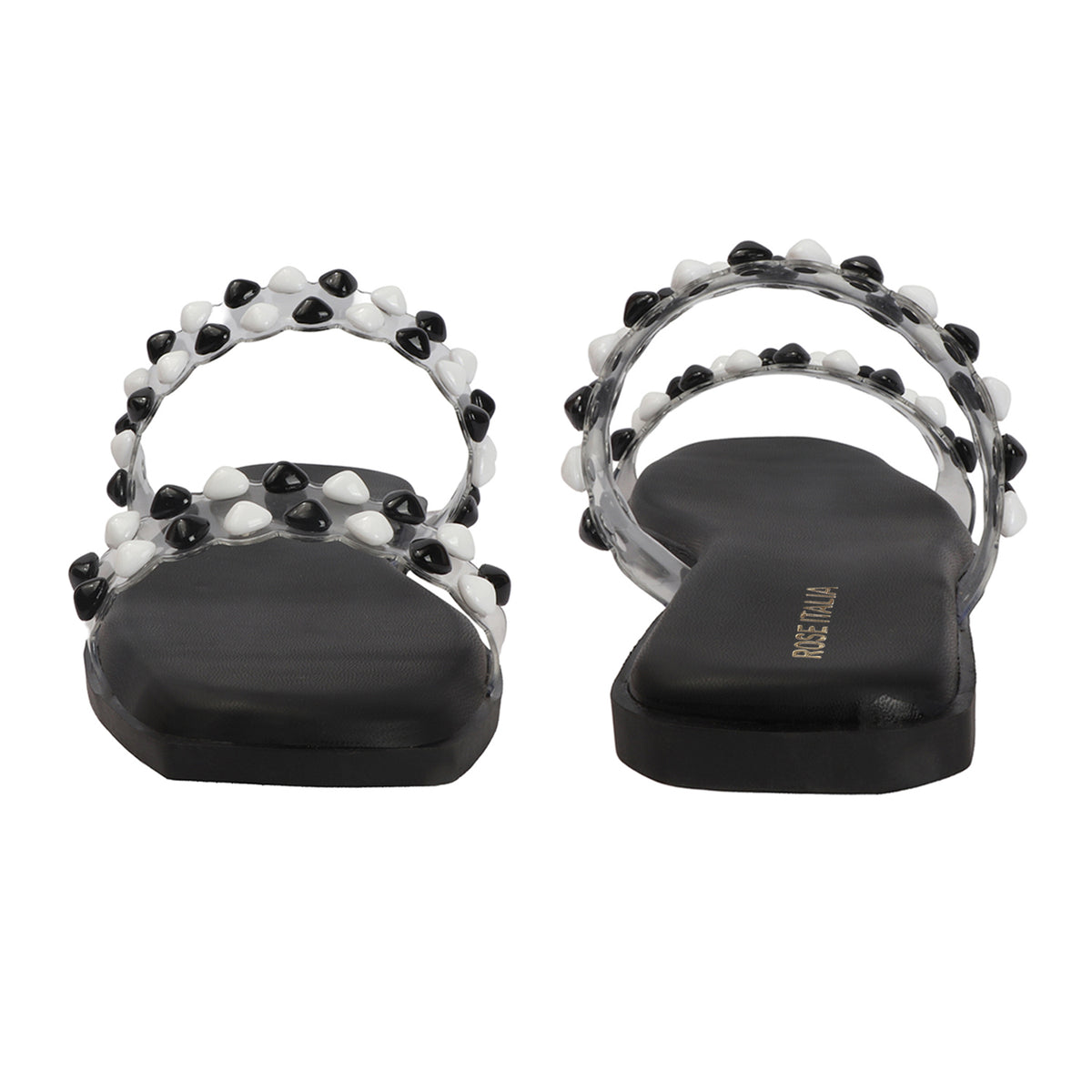 Dual-tone Studs Slip-on Flat Sandals