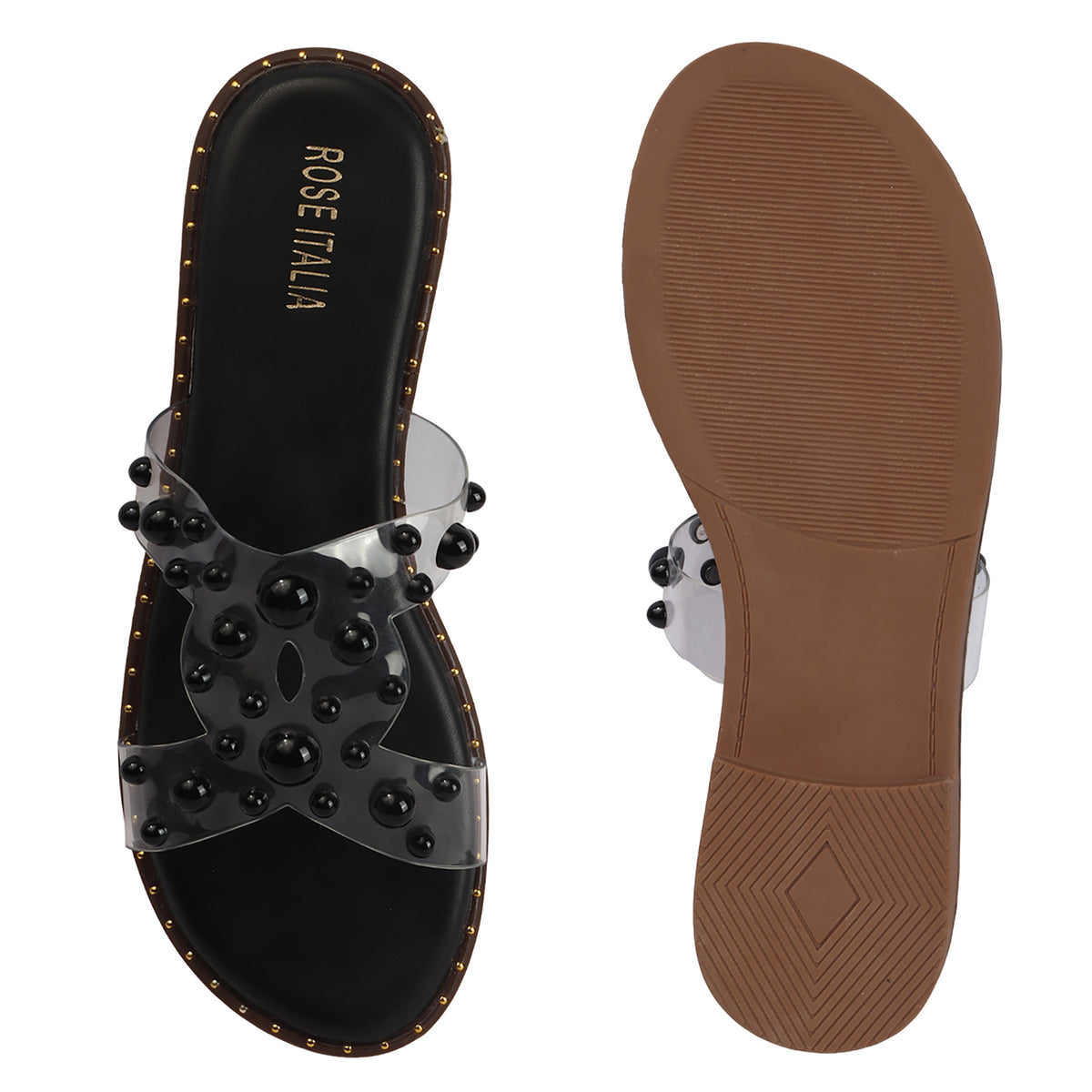 Transparent Bubble Stud Slip-on Flat Sandals