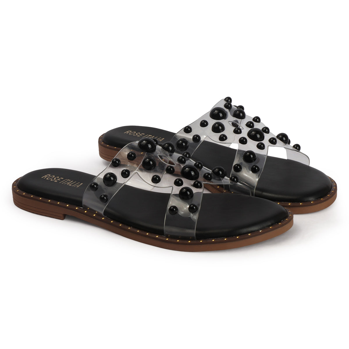 Transparent Bubble Stud Slip-on Flat Sandals