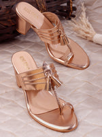 Rose Italia Tassel Block Heel Sandals