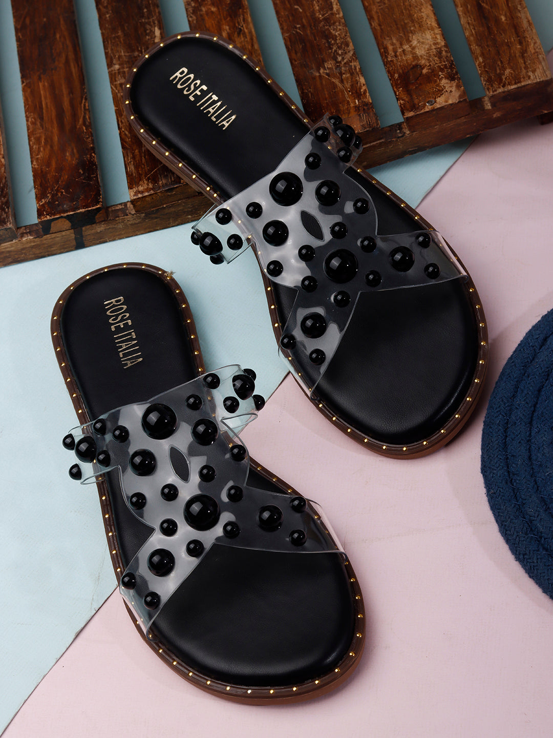 Transparent Bubble Stud Slip-on Flat Sandals