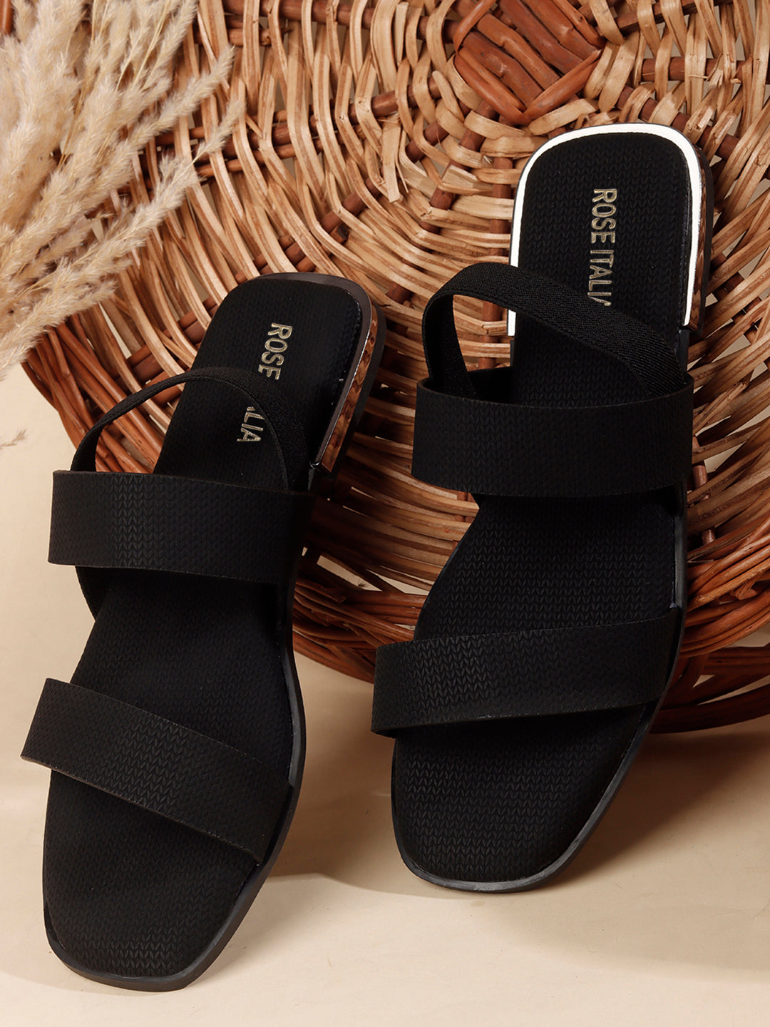 Contemporary Double-strap Slip-on Flat Sandals