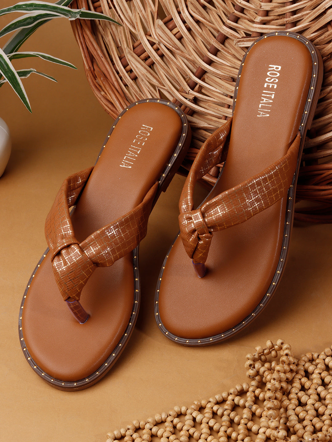 Rose Italia Knotted toe-ring Slip-on Flat Sandals