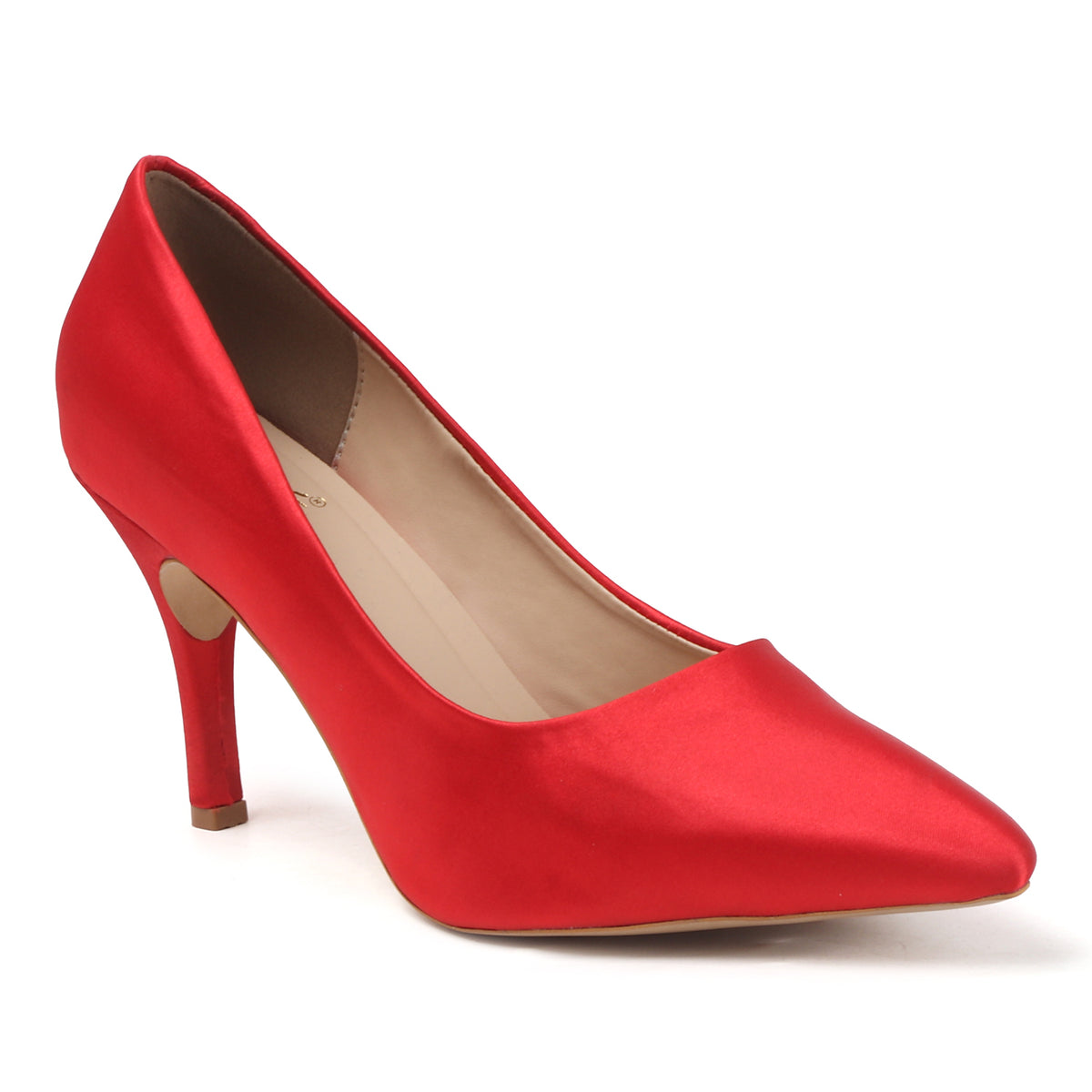 Scarlet Satin Pointed Pumps