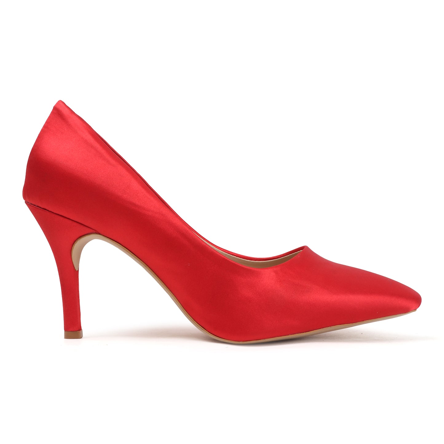Scarlet Satin Pointed Pumps