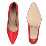 Scarlet Satin Pointed Pumps