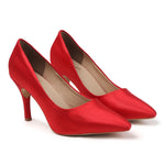 Scarlet Satin Pointed Pumps
