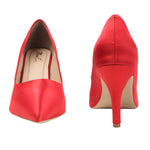 Scarlet Satin Pointed Pumps