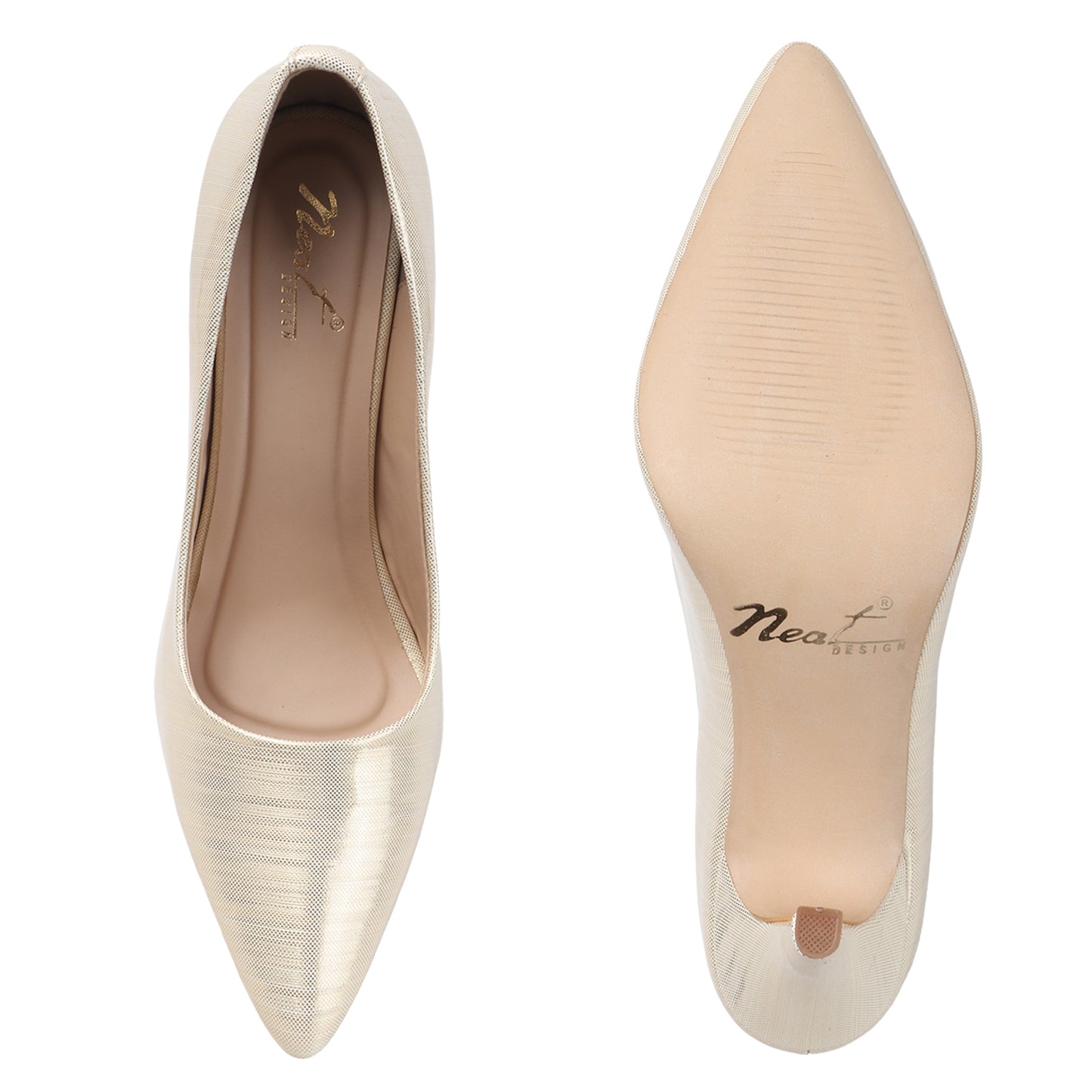 Shimmer Fabric Pointed Pumps