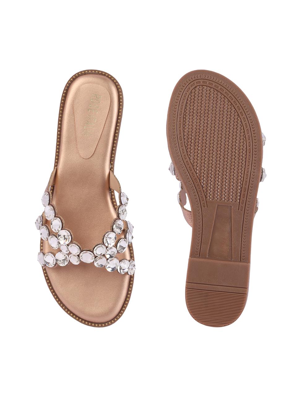 Rose Italia Embellished Flat Sandals