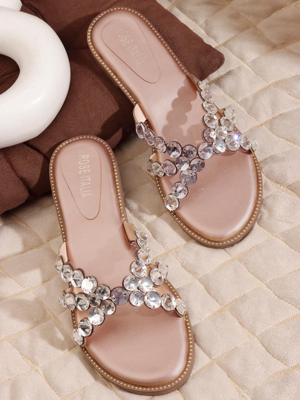 Rose Italia Embellished Flat Sandals